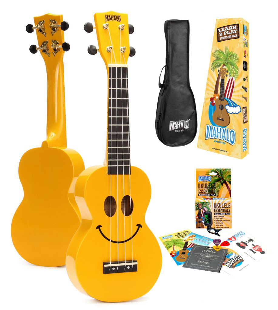 Mahalo Smile Ukulele Yellow Electro Acoustic with Included gig bag 